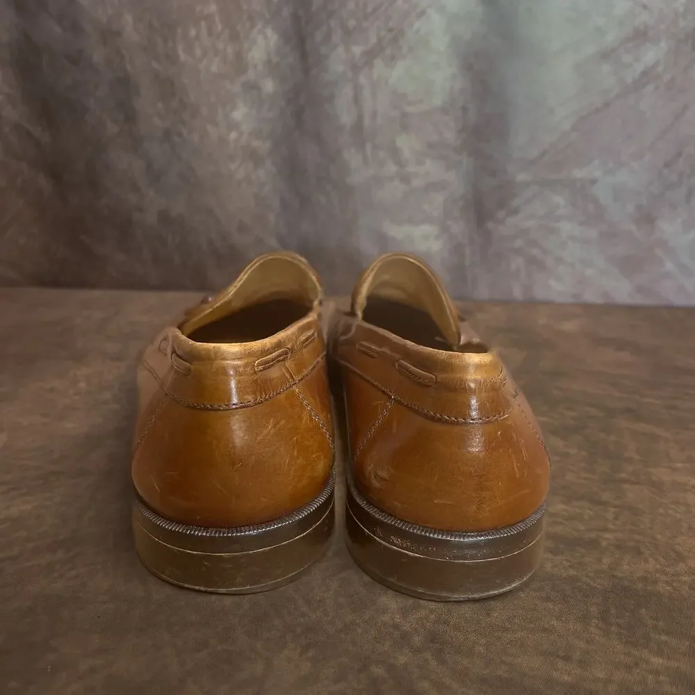 Vintage Johnston & Murphy Cellini Italian Tassel Loafers Tan Mens 10M Preppy 90s